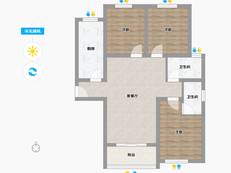 河南省-南阳市-和顺劝学里-74.23-户型库-采光通风