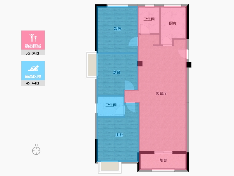 湖北省-黄石市-正泰华府-95.45-户型库-动静分区