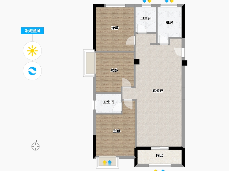 湖北省-黄石市-正泰华府-95.45-户型库-采光通风