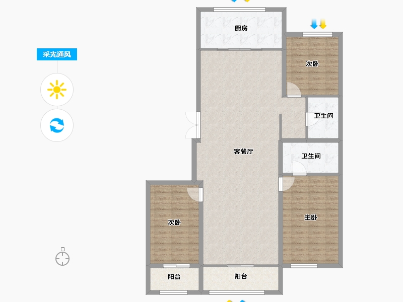 辽宁省-葫芦岛市-三和恬园-125.22-户型库-采光通风