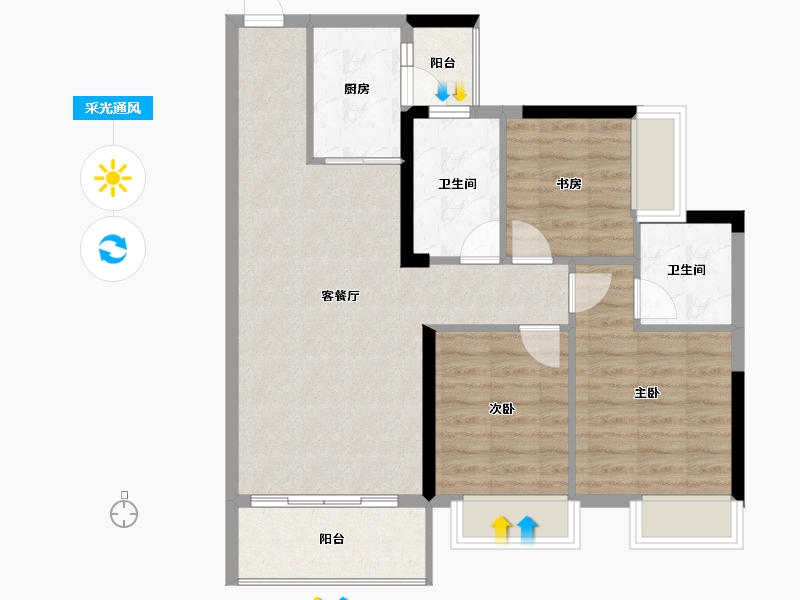 广西壮族自治区-贵港市-奥园顾荣幸福里-79.82-户型库-采光通风