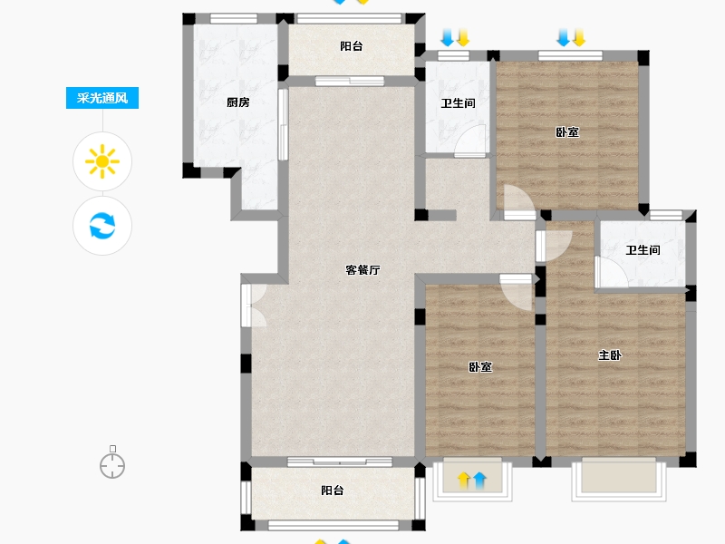 河南省-漯河市-基时芳语堂-103.49-户型库-采光通风