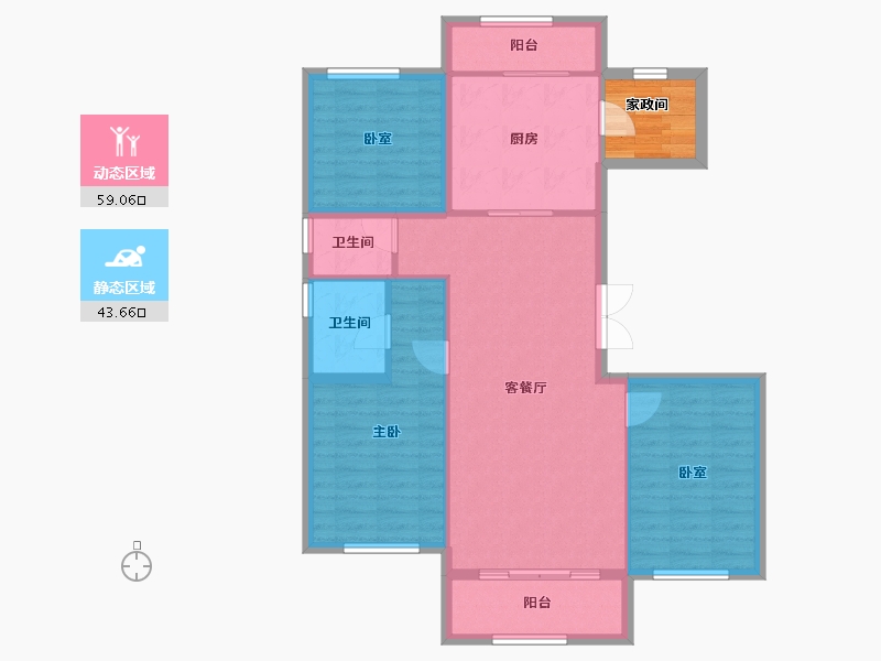 辽宁省-葫芦岛市-三和恬园-97.07-户型库-动静分区