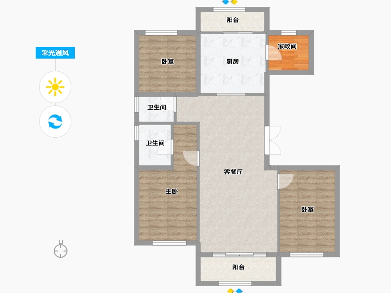 辽宁省-葫芦岛市-三和恬园-97.07-户型库-采光通风