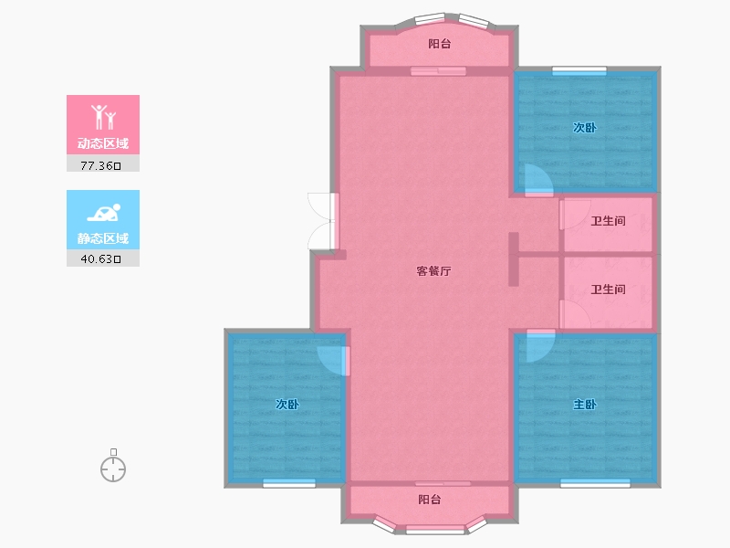 黑龙江省-齐齐哈尔市-中冶滨江半岛-106.71-户型库-动静分区