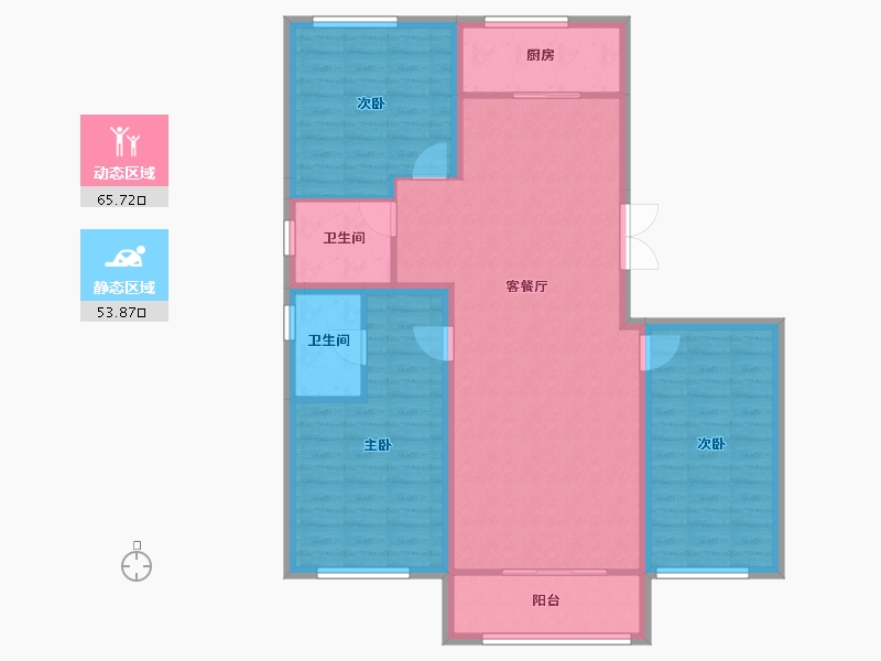 辽宁省-葫芦岛市-三和恬园-108.63-户型库-动静分区