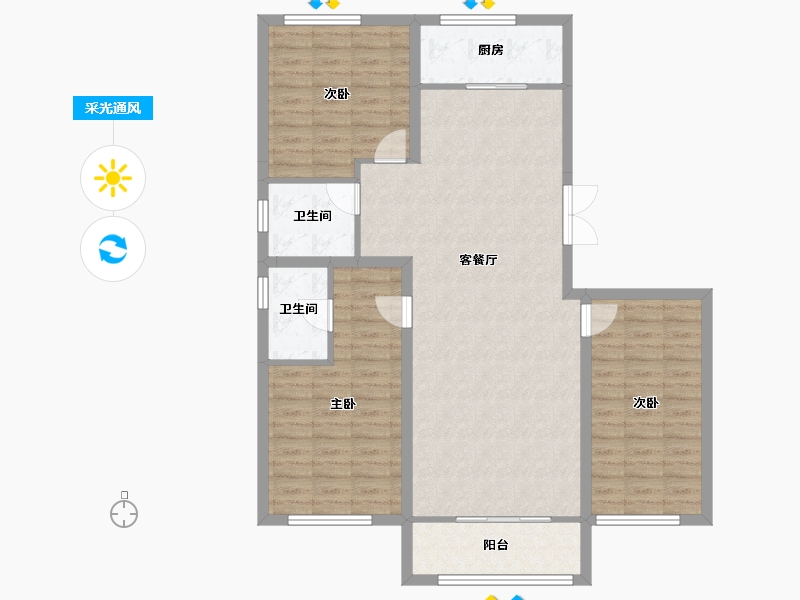 辽宁省-葫芦岛市-三和恬园-108.63-户型库-采光通风