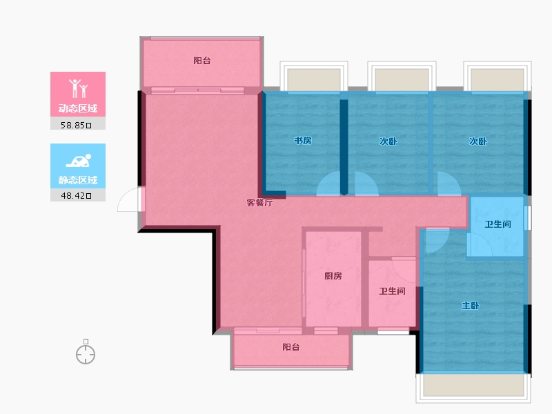 广西壮族自治区-贵港市-奥园顾荣幸福里-96.56-户型库-动静分区