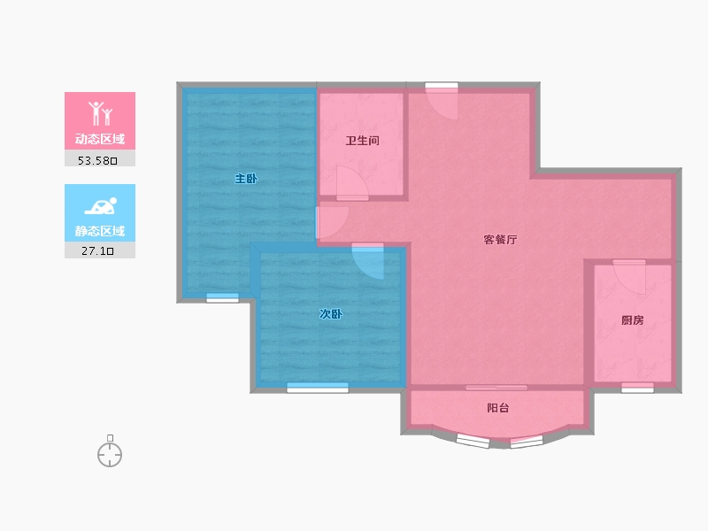 黑龙江省-齐齐哈尔市-中冶滨江半岛-72.57-户型库-动静分区