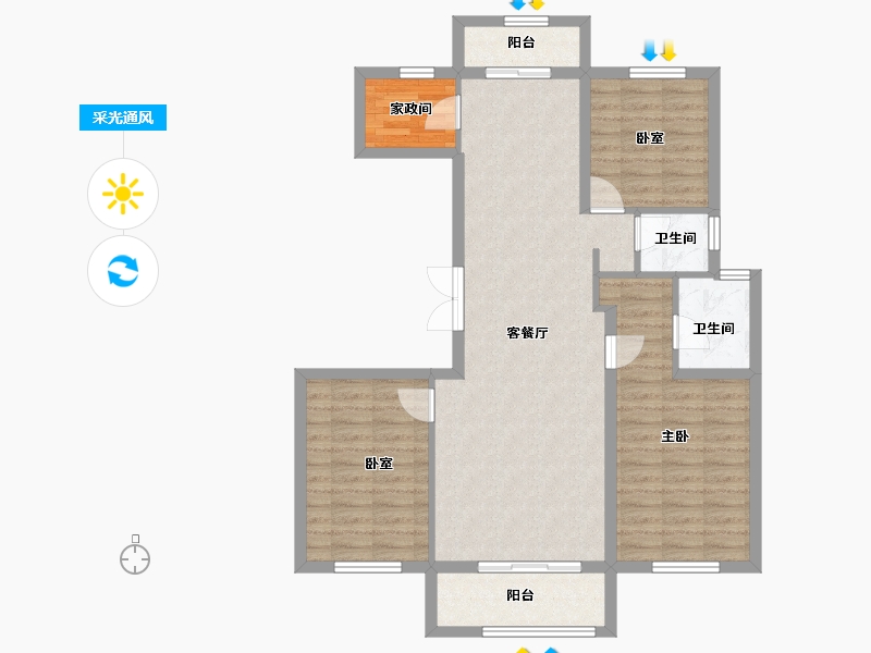 辽宁省-葫芦岛市-三和恬园-95.03-户型库-采光通风