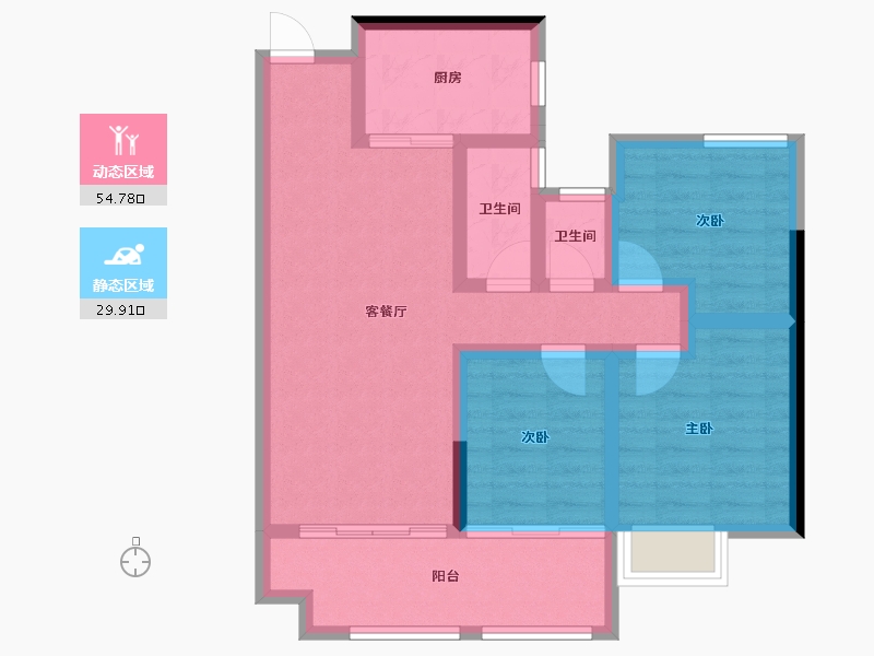 安徽省-宿州市-万成·桂花园-74.53-户型库-动静分区