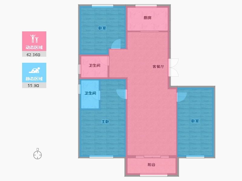 辽宁省-葫芦岛市-三和恬园-107.47-户型库-动静分区