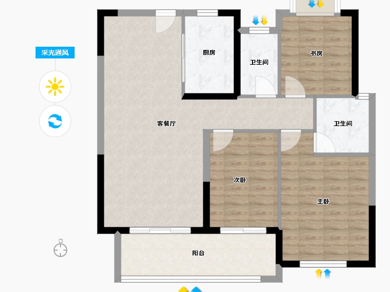 河南省-南阳市-一品金麟府-93.67-户型库-采光通风