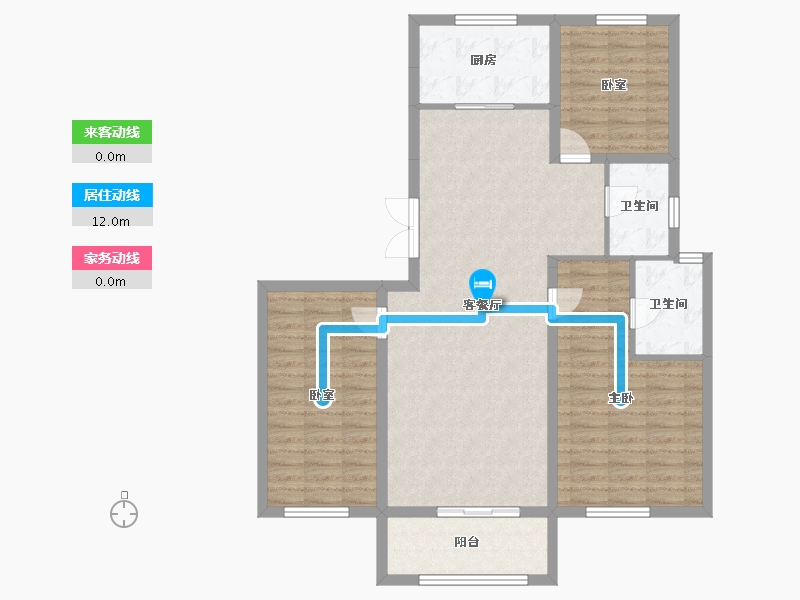 辽宁省-葫芦岛市-三和恬园-104.67-户型库-动静线