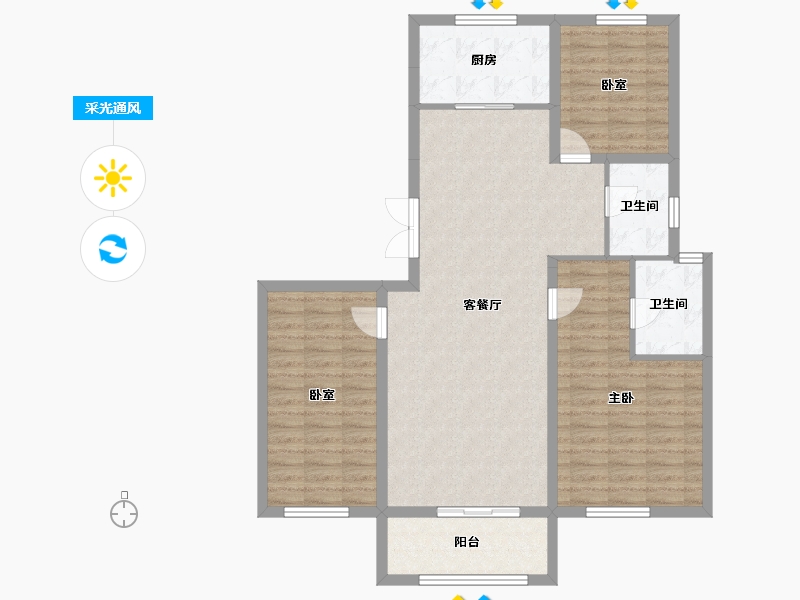 辽宁省-葫芦岛市-三和恬园-104.67-户型库-采光通风