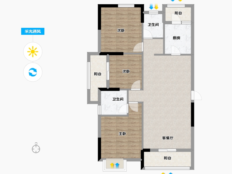 湖北省-黄石市-正泰华府-95.63-户型库-采光通风