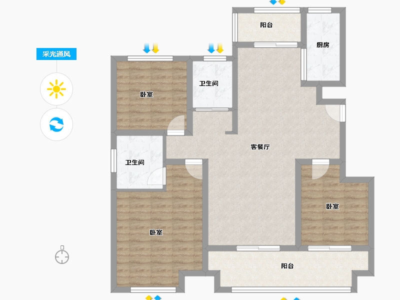 山东省-菏泽市-曹县天润城-108.04-户型库-采光通风