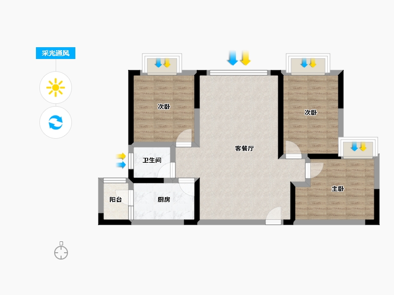 云南省-红河哈尼族彝族自治州-七彩滇南·第壹城-77.89-户型库-采光通风