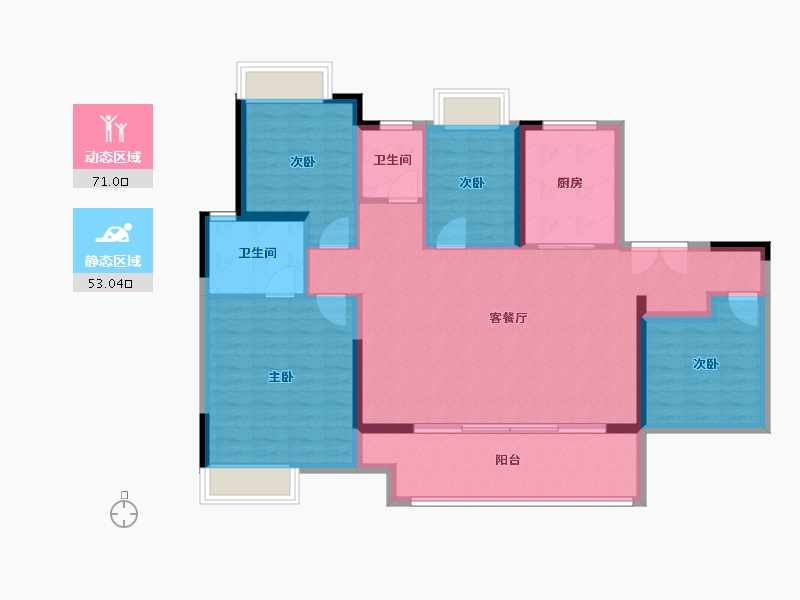 河南省-南阳市-金科中梁博翠东方-112.22-户型库-动静分区