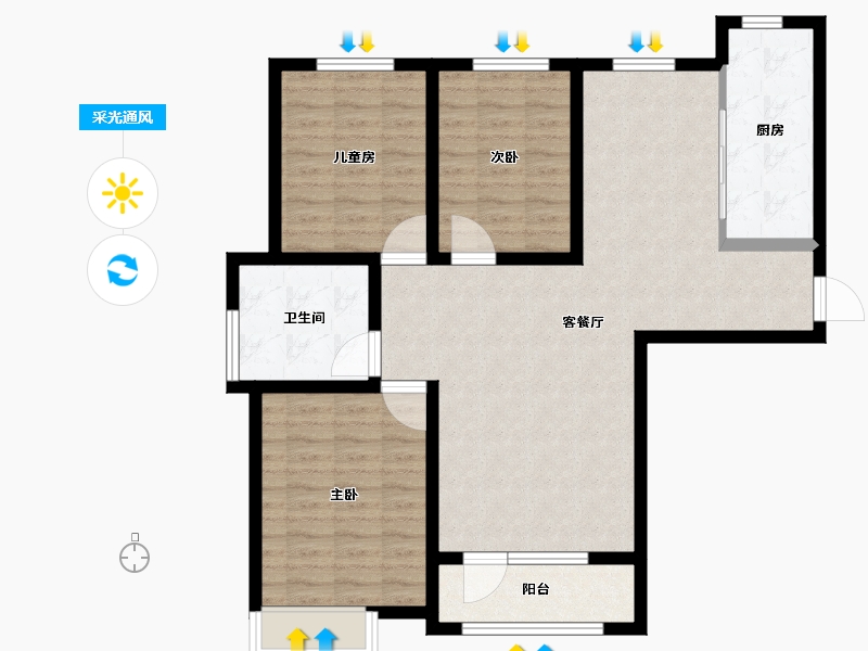 河北省-秦皇岛市-金梦海湾柒号香堤澜庭-95.52-户型库-采光通风