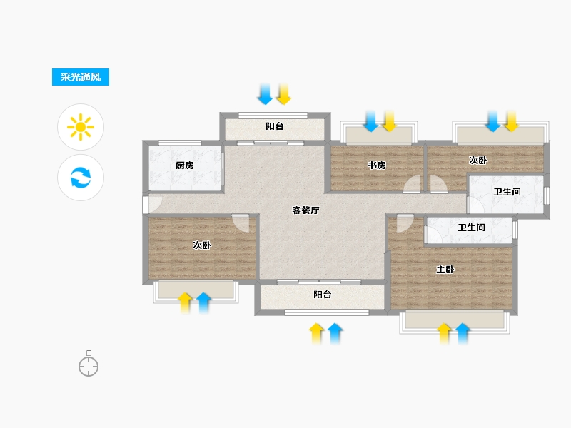 湖北省-黄石市-城发·香山枫景-116.29-户型库-采光通风