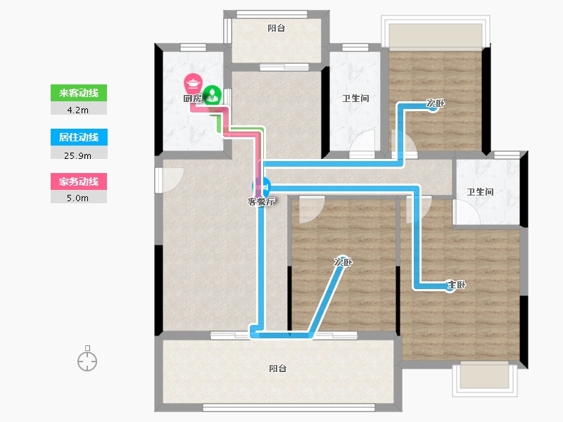 湖北省-荆门市-洋丰·长宁锦园-105.14-户型库-动静线