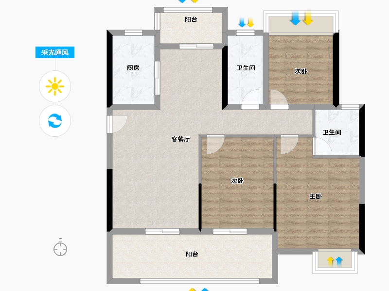 湖北省-荆门市-洋丰·长宁锦园-105.14-户型库-采光通风