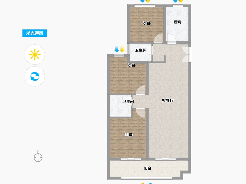 山东省-菏泽市-凯兴天下-111.00-户型库-采光通风