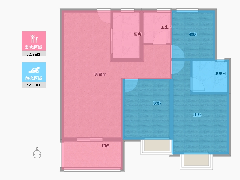 湖南省-长沙市-新力钰珑湾-84.80-户型库-动静分区