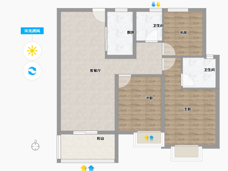 湖南省-长沙市-新力钰珑湾-84.80-户型库-采光通风