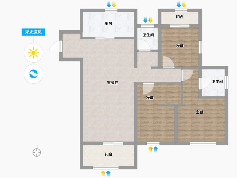 山东省-菏泽市-中北西城一品-100.56-户型库-采光通风