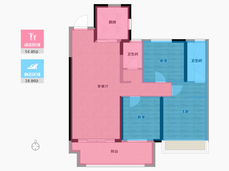 河南省-漯河市-悦璟学府里-85.53-户型库-动静分区