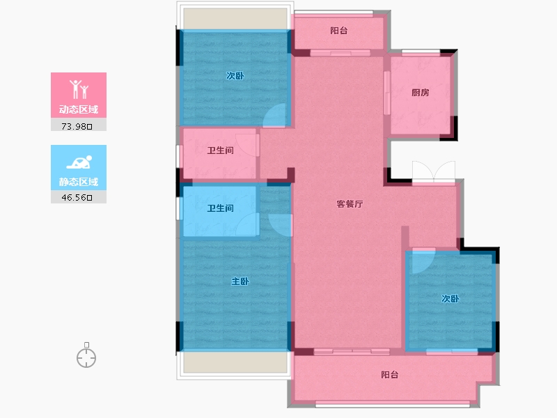 安徽省-阜阳市-辰景凤,凰熙岸-108.66-户型库-动静分区