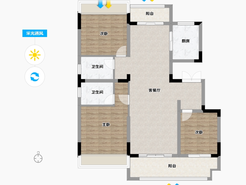 安徽省-阜阳市-辰景凤,凰熙岸-108.66-户型库-采光通风