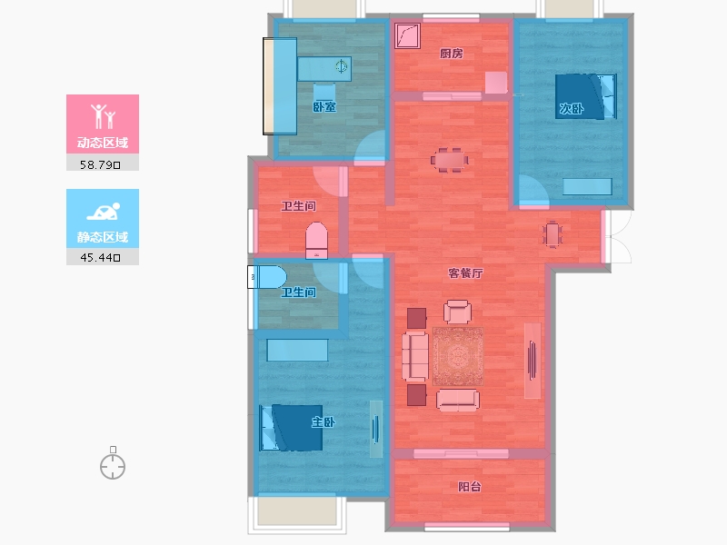 湖北省-荆门市-佳信·凯旋城-92.00-户型库-动静分区