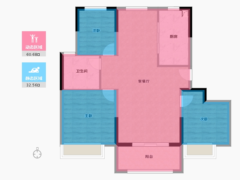 甘肃省-酒泉市-碧桂圆嘉鑫领誉-84.00-户型库-动静分区