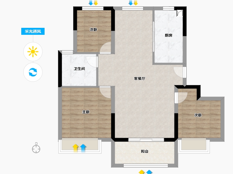 甘肃省-酒泉市-碧桂圆嘉鑫领誉-84.00-户型库-采光通风