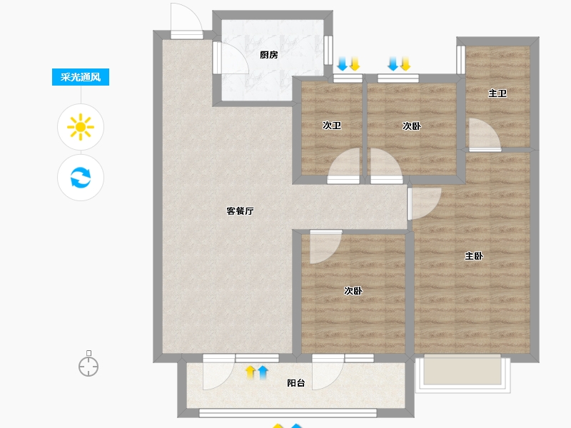 山东省-济宁市-红星瑞马世家-87.22-户型库-采光通风