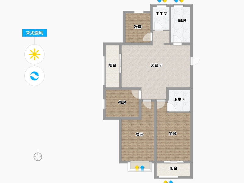 山东省-菏泽市-名门世都-121.25-户型库-采光通风