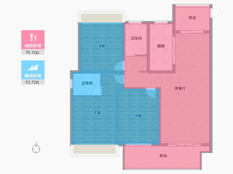 安徽省-阜阳市-同昇西溪玫瑰-116.77-户型库-动静分区