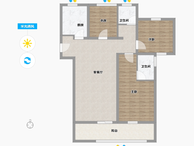 山东省-菏泽市-中北西城一品-103.96-户型库-采光通风