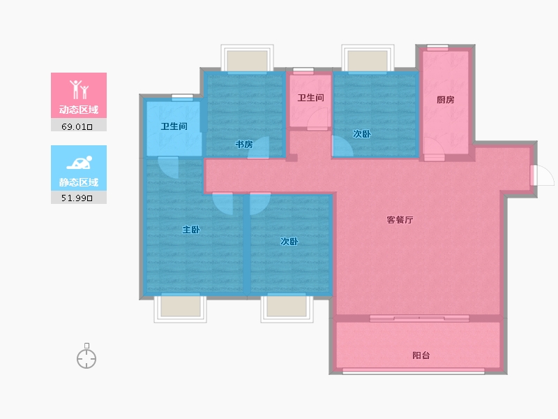 湖南省-长沙市-新力钰珑湾-108.89-户型库-动静分区