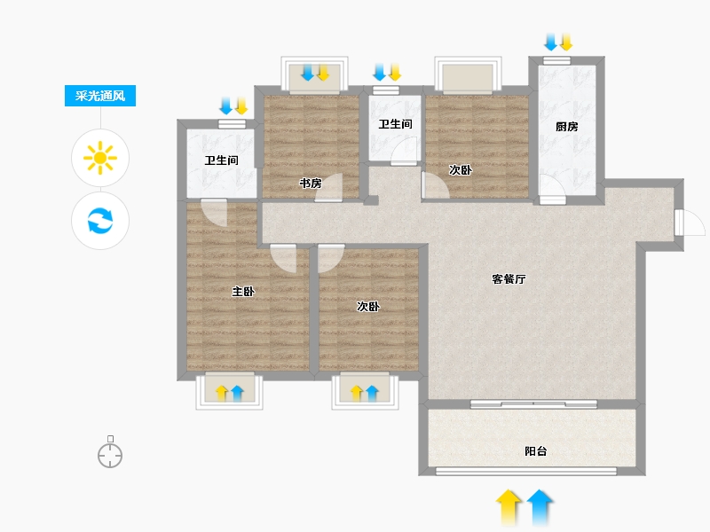 湖南省-长沙市-新力钰珑湾-108.89-户型库-采光通风