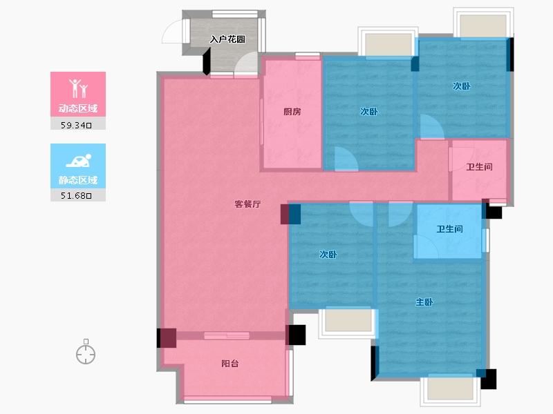 湖北省-黄石市-正泰华府-103.91-户型库-动静分区