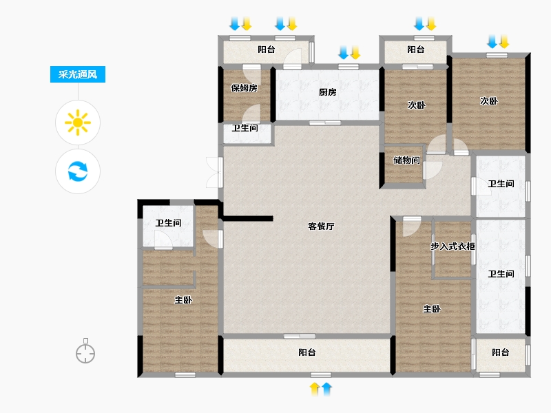 山东省-菏泽市-中北新都心-236.61-户型库-采光通风