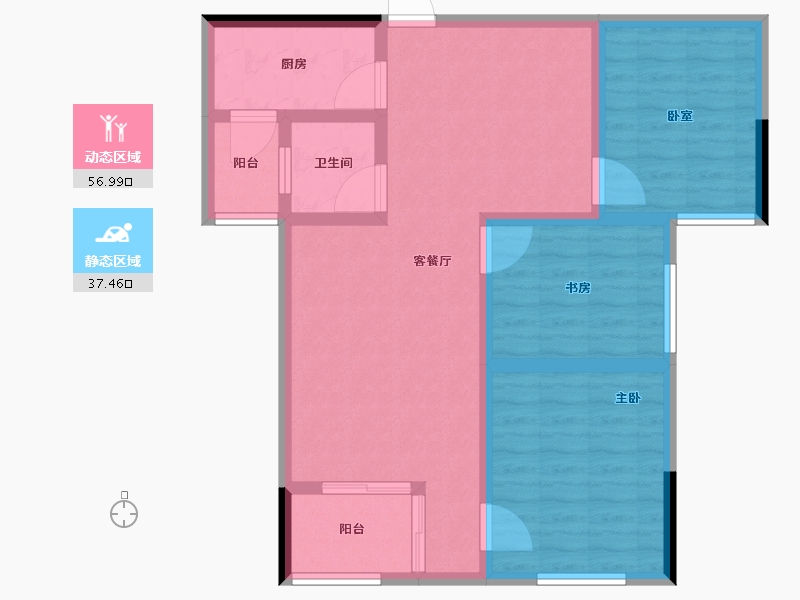 湖北省-咸宁市-鑫博桂苑-84.01-户型库-动静分区