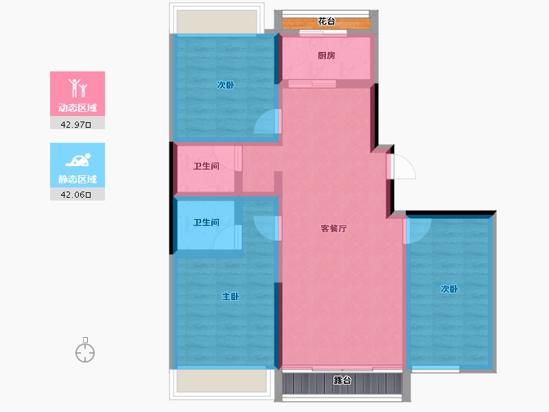 吉林省-吉林市-路弘·阳光铭苑-79.70-户型库-动静分区