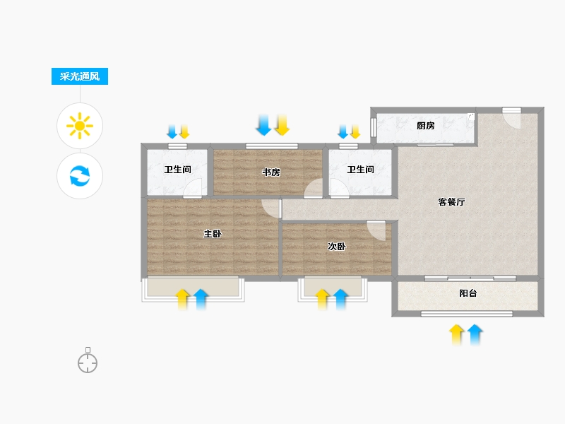 湖北省-黄石市-城发·香山枫景-97.56-户型库-采光通风