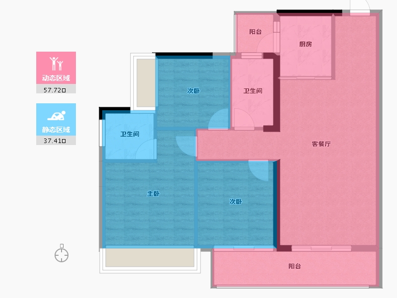 广西壮族自治区-贵港市-奥园顾荣幸福里-86.42-户型库-动静分区