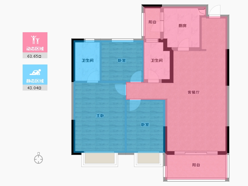 浙江省-湖州市-湖州恒大珺睿府-96.00-户型库-动静分区